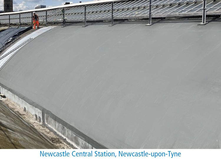 Triflex roof waterproofing system at Newcastle Central Station