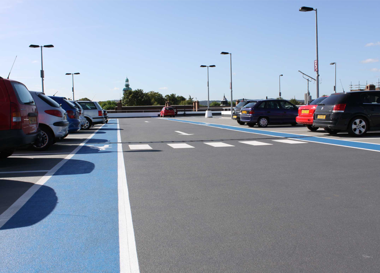 Image of the Triflex sytsem on a car park