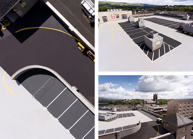 Triflex image of finished works at the Regent Centre car park in Kirkintilloch