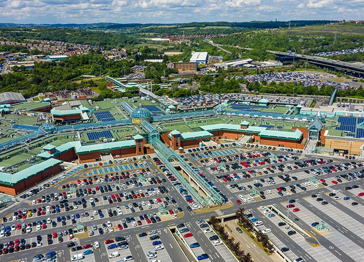 Triflex case study Meadowhall Shopping Centre, Sheffield introduction aerial image