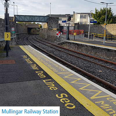 Triflex waterproofing system on a platform at Mullingar Railway Station in Ireland